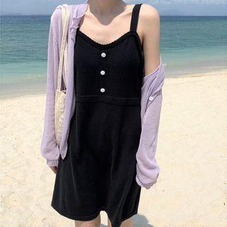 Spaghetti Strap A-line Mini Dress Black - One Size