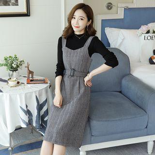 Set: Long-sleeve Knit Top + Knit Jumper Dress