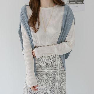 Loose-fit Sheer Rib-knit Top