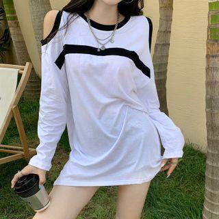 Color Panel Off-shoulder Top White - One Size