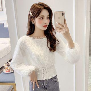 Plain Fringed Lace-up Top