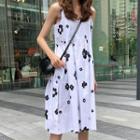 Floral Sleeveless Midi A-line Dress As Shown In Figure - One Size