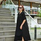 Sailor-collar Tie-waist Knit Dress