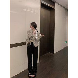 Tweed Button-up Jacket Black & White - One Size