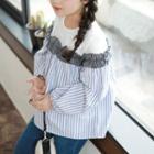 Couple Matching Long-sleeve Striped Panel Top