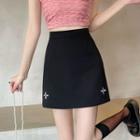 Crisscross Embroidered A-line Skirt