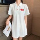 Short-sleeve Printed Polo Dress White - One Size