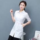 Drawstring Waist Long Shirt