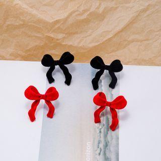 Bow Alloy Earring 1 Pair - E668-3 - Red - One Size