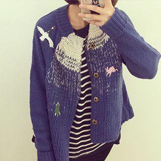 Animal Embroidered Cardigan