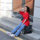 Elbow-sleeve Long T-shirt With Belt