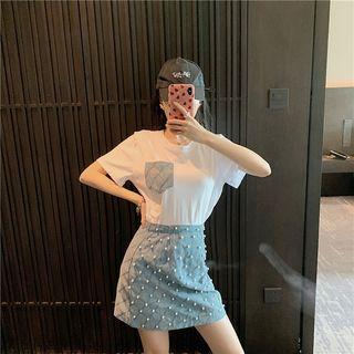 High-waist Pearl A-line Skirt