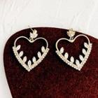 Heart Rhinestone Dangle Earring 1 Pair - Gold - One Size