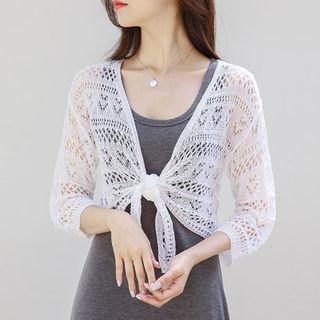 Tie-front Sheer Crochet Cardigan