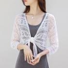 Tie-front Sheer Crochet Cardigan