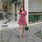 Double-breasted Plaid A-line Coatdress