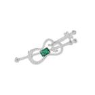 Fashion And Elegant Violin Brooch With Green Cubic Zirconia Silver - One Size