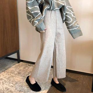 Long-sleeve Pattern Sweater / Wide-leg Pants