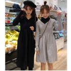 V-neck Button Knit Dress/ Midi Knit Dress