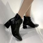 Chunky Heel Panel Ankle Boots