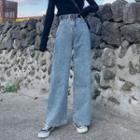High-waist Light Washed Wide Fit Jeans