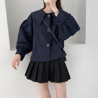 Long-sleeve Wide-collar Blouse