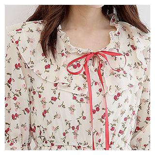 Capelet Floral Chiffon Midi Dress