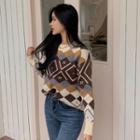 Crewneck Color-block Sweater Almond - One Size
