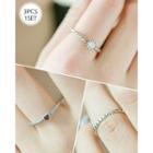 Set Of 3: Engraved Silver Open Ring