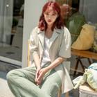 Double-breasted Puff-shoulder Blazer