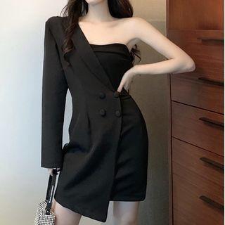 Long-sleeve One-shoulder Mini Dress
