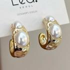 Faux Pearl Alloy Open Hoop Earring 1 Pair - Earrings - Gold - One Size