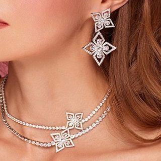 Flower Rhinestone Choker / Dangle Earring