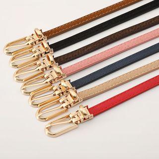 Faux Leather Slim Belt Pink - One Size