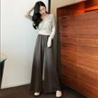 Plain Long-sleeve Top / Wide-leg Pants