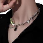 Layered Beaded Chain Necklace Necklace - Silver - 50cm