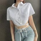 Short-sleeve Lace Up Crop Shirt