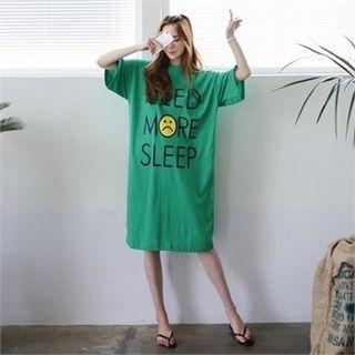 Smile Print Lettering T-shirt Dress