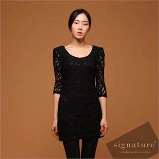 3/4-sleeve Laced Dress