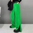 Zip-accent Corduroy Boot-cut Pants