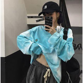 Long-sleeve Tie-dye T-shirt Tie-dyed - Blue - One Size