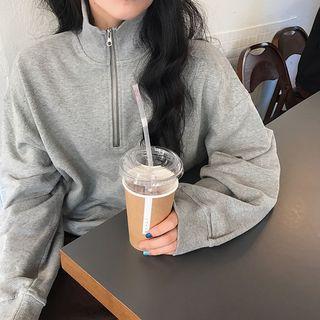 Plain Turtleneck Long-sleeve Loose-fit Pullover