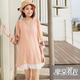 Embroidered 3/4-sleeve Top