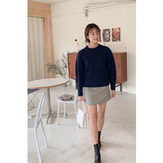 Round-hem Plaid Miniskirt