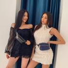 High-neck Sleeveless Fluffy Bodycon Dress
