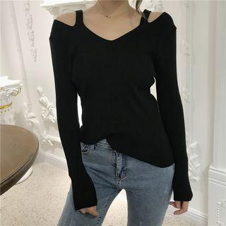 V-neck Cut Out Knit Top