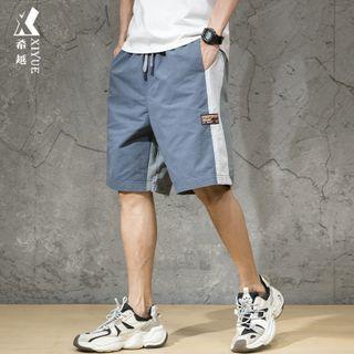 Contrast Panel Straight-cut Shorts