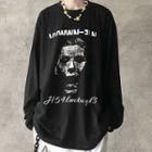 Lettering Face Print Long-sleeve T-shirt