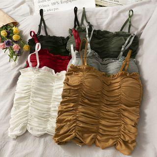 Ruffled-trim Ruched Camisole Top In 6 Colors