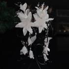 Set: Flower Fabric Faux Crystal Hair Clip + Earring Hair Clip & Earrings - White - One Size